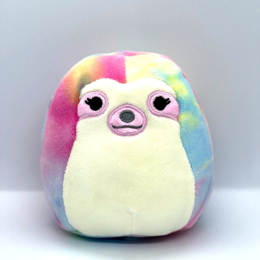 Squishmallows Collection Whim Rainbow Tie-Dye Sloth Plush 5" Wildlife NWOT